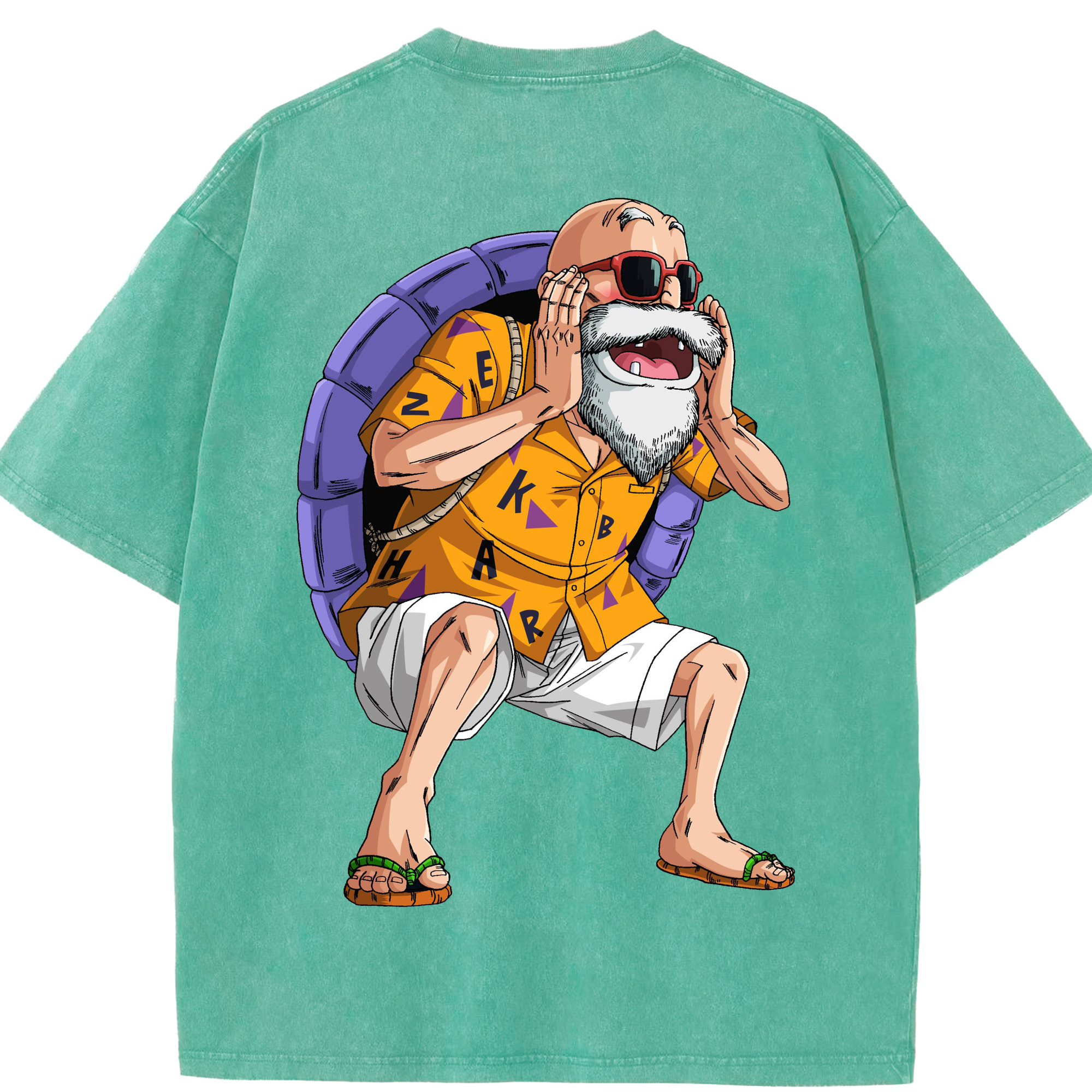 （画像用） ドラゴンボール 亀仙人（かめせんにん） DRAGON BALL Master Roshi Kame Sennin 綿100% ヴィンテージ風 半袖Tシャツ（背面プリント）